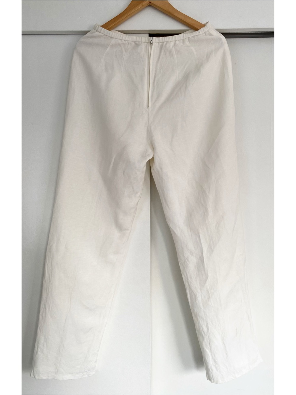 Vintage 90s White Linen Blend High Rise Straight Leg Pants Modern Small - Picture 3 of 12